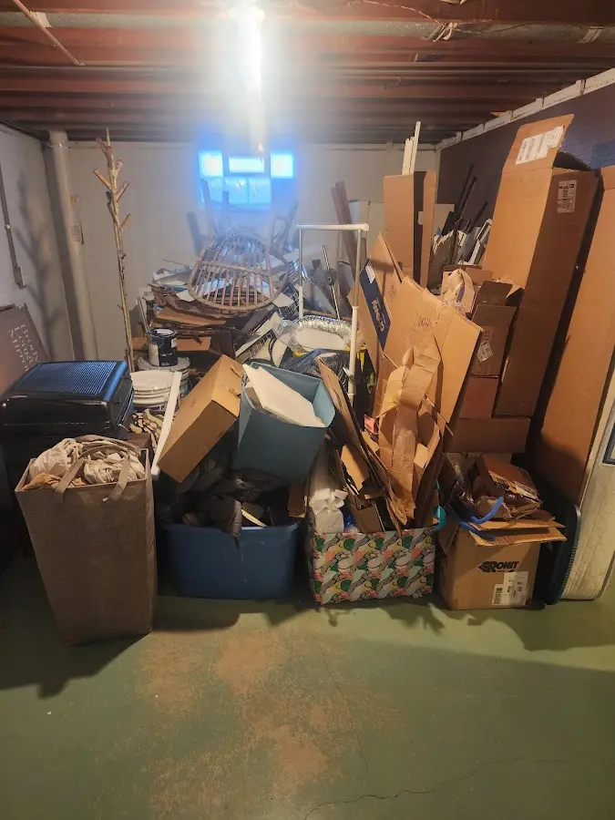 Roll-off dumpster container at job site for 6 Yard Dumpster Rental in Perry